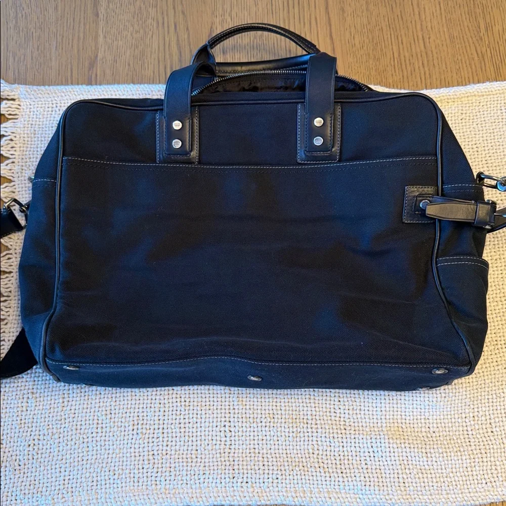 Coach Leatherware Commuter Briefcase Bag Black Canvas With Shoulder Strap.